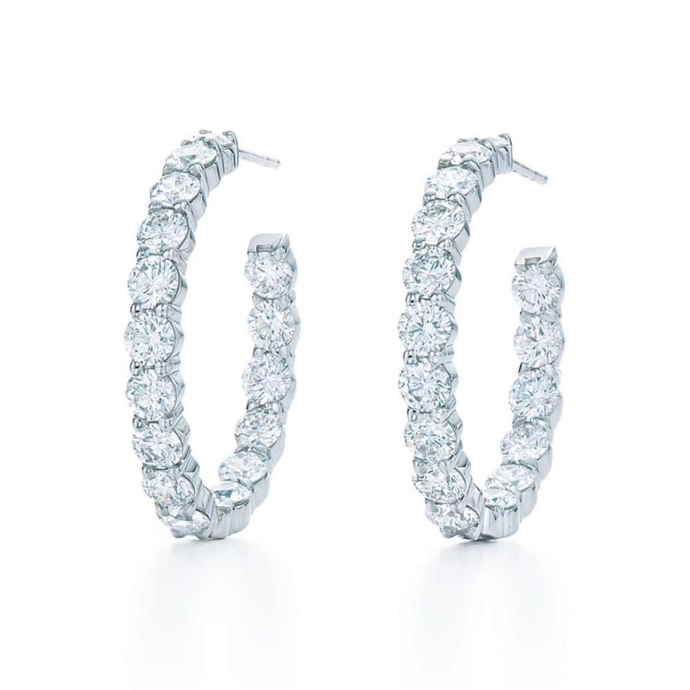 Cubic Zirconia Fine Silver Plated Hoop Earrings